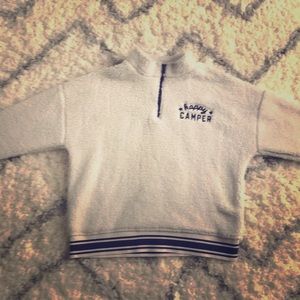 White happy camper sweater